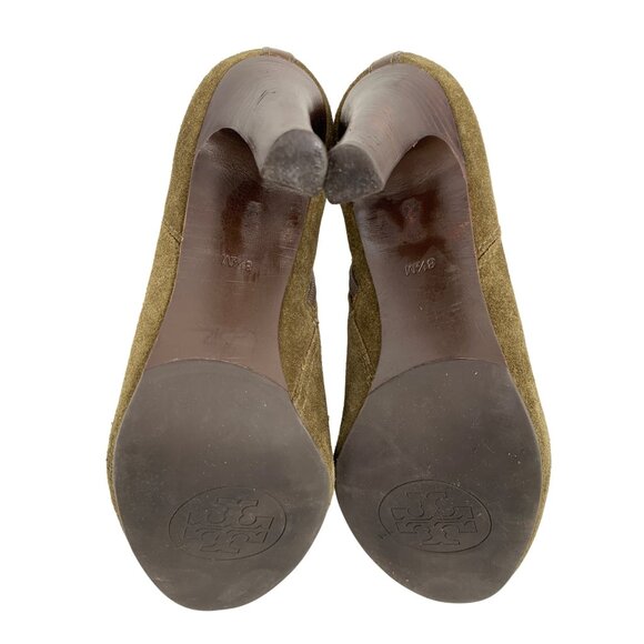 Tory Burch Alaina Olive Green Suede Ankle Boots Size 8.5M X10678 EUC Zip - Picture 10 of 10